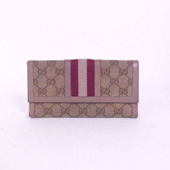 Gucci Handbags - GUCCI Sherry line GG canvas pink leather purse